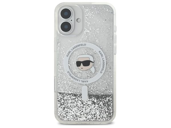 Karl Lagerfeld KLHMP16MLGKISGH iPhone 16 Plus 6.7" hardcase transparent Liquid Glitter Karl Head Magsafe