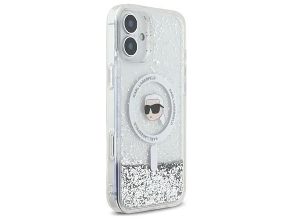 Karl Lagerfeld KLHMP16MLGKISGH iPhone 16 Plus 6.7" hardcase transparent Liquid Glitter Karl Head Magsafe