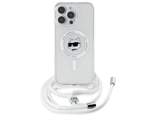 Karl Lagerfeld IML Choupette Head & Cord MagSafe-deksel til iPhone 16 Pro Max - Klar