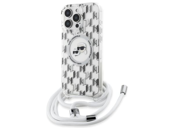 Karl Lagerfeld IML crossbody-mönster Karl & Choupette head MagSafe-skal för iPhone 16 Pro Max - klar
