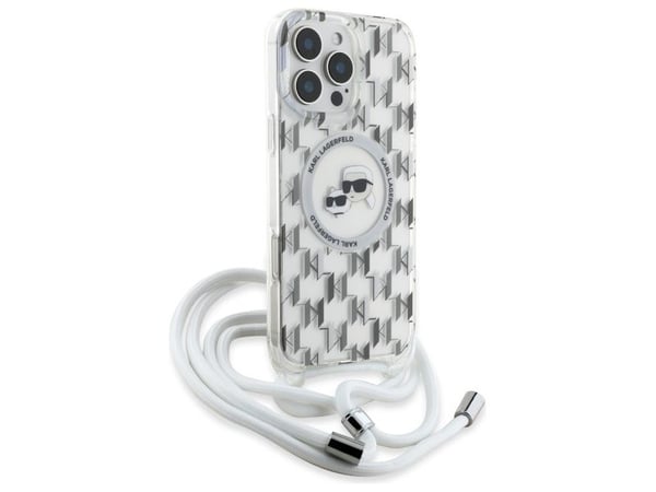 Karl Lagerfeld IML crossbody-mönster Karl & Choupette head MagSafe-skal för iPhone 16 Pro Max - klar