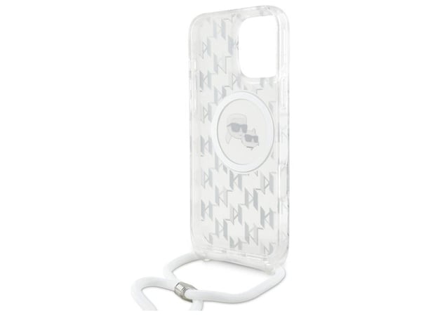 Karl Lagerfeld IML crossbody-mönster Karl & Choupette head MagSafe-skal för iPhone 16 Pro Max - klar