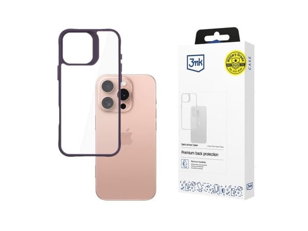3MK SatinArmor+ Apple iPhone 16 Pro 6,3" telefondeksel i lilla farge Military Grade