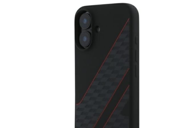 Deklas Mercedes AMG AMHMP16S2SCFR iPhone 16 6.1" juoda/juodas kovakotelo Ruutulippukuvio MagSafe