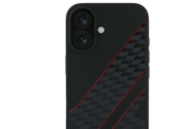 Deklas Mercedes AMG AMHMP16S2SCFR iPhone 16 6.1" juoda/juodas kovakotelo Ruutulippukuvio MagSafe