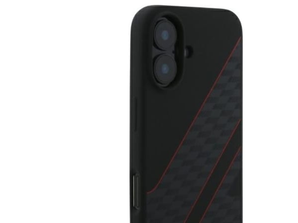 Deklas Mercedes AMG AMHMP16S2SCFR iPhone 16 6.1" juoda/juodas kovakotelo Ruutulippukuvio MagSafe