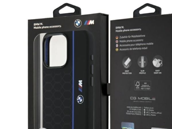 BMW BMHMP16L23SHEB Apple iPhone 16 Pro 6.3" etui til telefonen i svart Silikon Hexagon Line MagSafe
