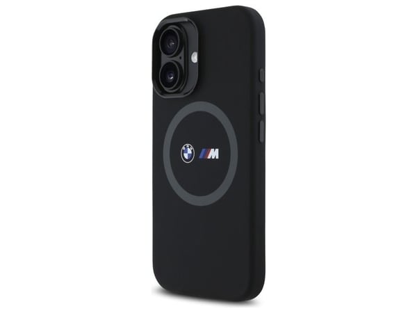 BMW BMHMP16S23SROK Apple iPhone 16 6.1 "tapauksessa puhelimen musta M silikoni painettu rengas MagSafe