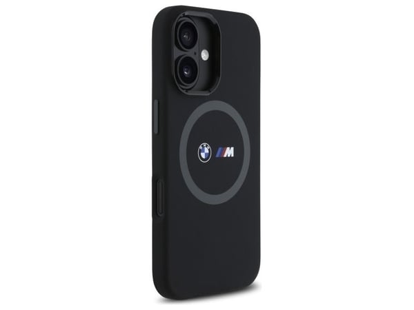 BMW BMHMP16S23SROK Apple iPhone 16 6.1 "tapauksessa puhelimen musta M silikoni painettu rengas MagSafe