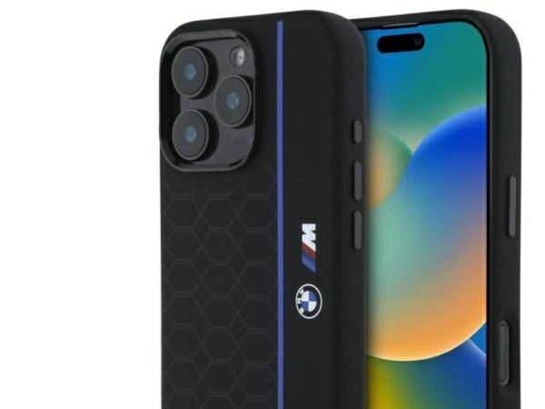 BMW BMHMP16X23SHEB Apple iPhone 16 Pro Max 6.9" etui til telefonen i svart Silikon Hexagon Line MagSafe