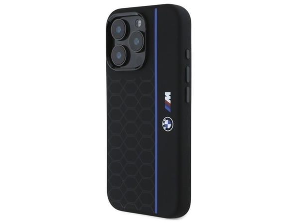 BMW BMHMP16X23SHEB Apple iPhone 16 Pro Max 6.9" etui til telefonen i svart Silikon Hexagon Line MagSafe