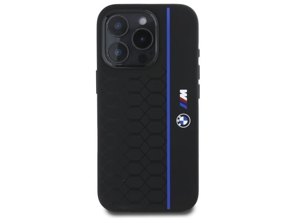 BMW BMHMP16X23SHEB Apple iPhone 16 Pro Max 6.9" etui til telefonen i svart Silikon Hexagon Line MagSafe