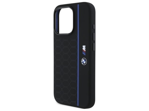 BMW BMHMP16X23SHEB Apple iPhone 16 Pro Max 6.9" Kotelo Musta Silikoni kuusikulmainen linja MagSafe