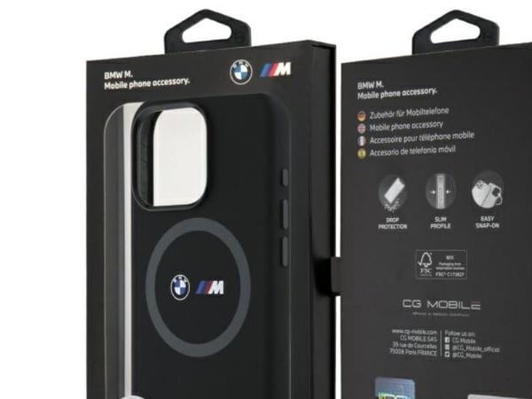 BMW BMHMP16X23SROK Apple iPhone 16 Pro Max 6.9" telefonveske svart farge M Silikontrykt Ring MagSafe