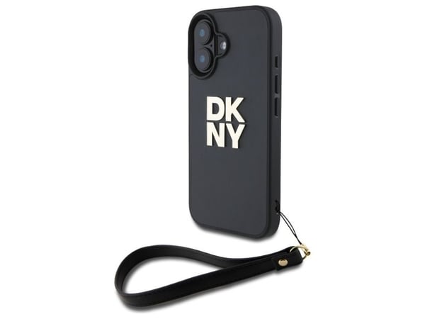Hurtel DKNY håndleddsrem med logotrykk til iPhone 16 - svart