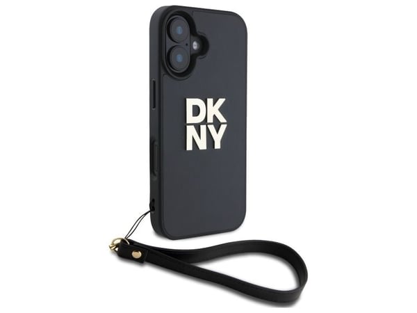 Hurtel DKNY håndleddsrem med logotrykk til iPhone 16 - svart