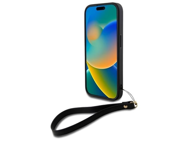 Hurtel DKNY håndleddsrem med logotrykk til iPhone 16 - svart