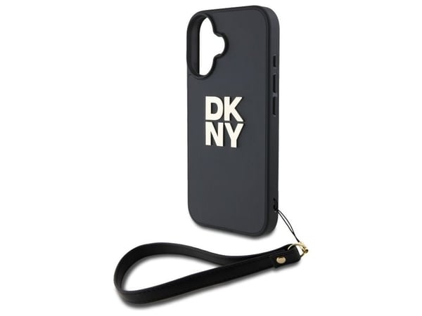 Hurtel DKNY håndleddsrem med logotrykk til iPhone 16 - svart