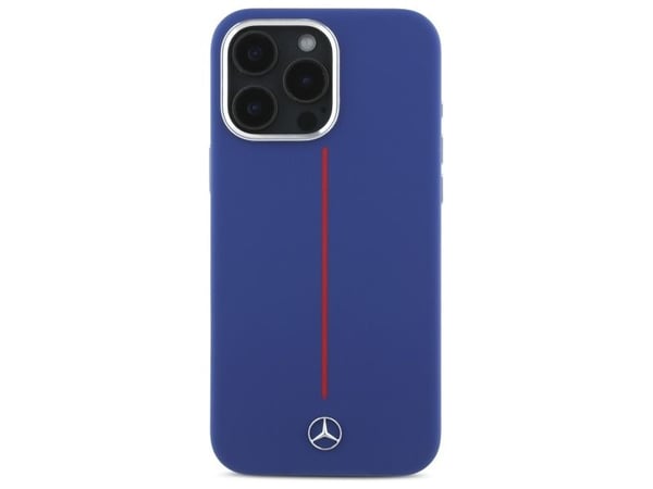Mercedes silikondeksel med rød stripe MagSafe til iPhone 16 Pro Max - marineblå