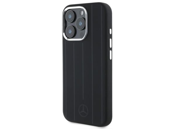 Mercedes silikondeksel med vertikale tonal stripes MagSafe til iPhone 16 Pro Max - svart