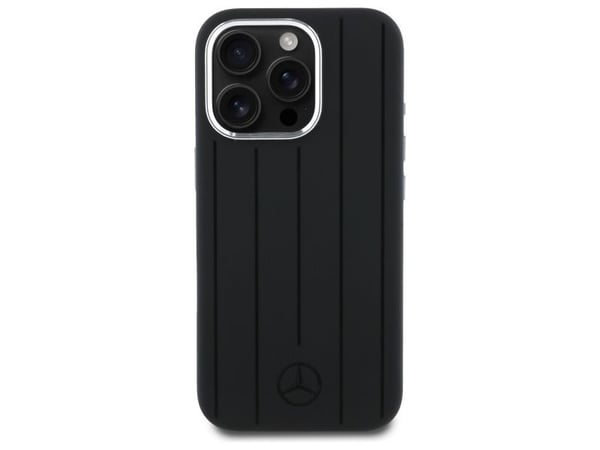 Mercedes silikondeksel med vertikale tonal stripes MagSafe til iPhone 16 Pro Max - svart