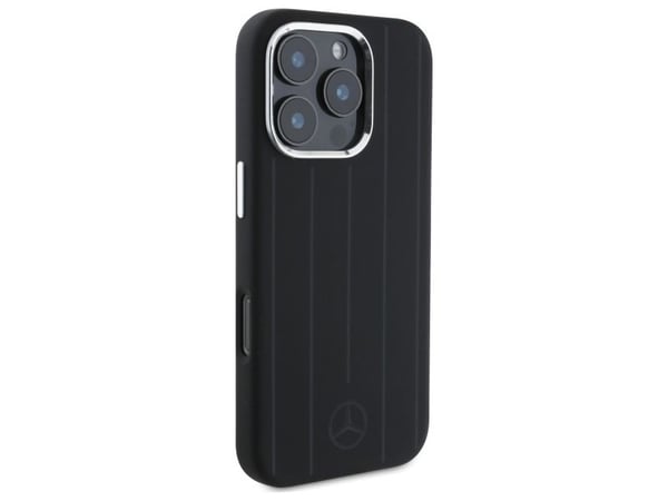 Mercedes silikondeksel med vertikale tonal stripes MagSafe til iPhone 16 Pro Max - svart