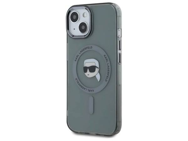 Karl Lagerfeld KLHMP15SHLSKIK iPhone 15 6,1" svart/svart harddeksel IML Metal Karl Head MagSafe