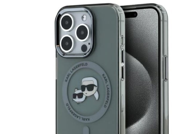 Karl Lagerfeld KLHMP15XHLSKCK iPhone 15 Pro Max 6,7" kovakotelo sort/sort med MagSafe IML Metal Karl&amp;Choupette Head