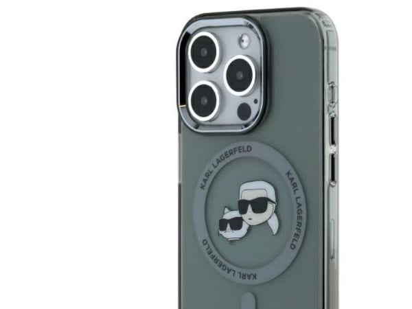 Karl Lagerfeld KLHMP15XHLSKCK iPhone 15 Pro Max 6,7" kovakotelo sort/sort med MagSafe IML Metal Karl&amp;Choupette Head