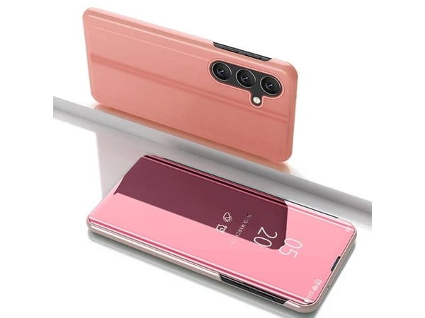 Clear View Kotelo Samsung Galaxy S25+ flip cover - vaaleanpunainen