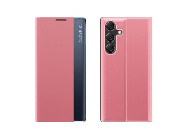 New Sleep-etuiet til Samsung Galaxy S25+ med klaff og stativ - Rosa