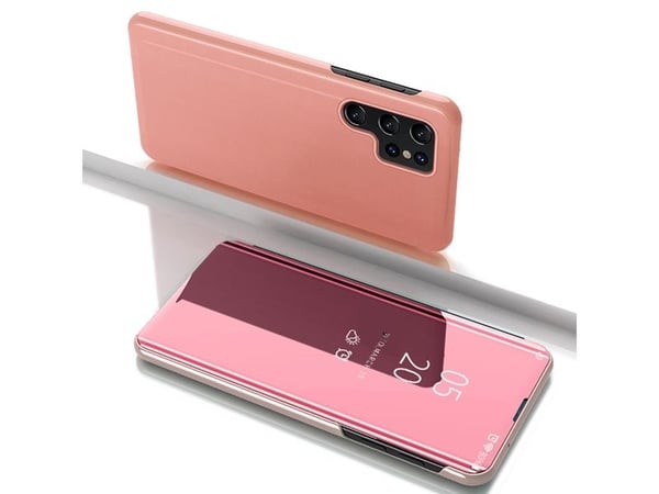 Clear View Case-deksel til Samsung Galaxy S25 Ultra deksel med klaff - rosa