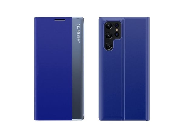 New Sleep Case for Samsung Galaxy S25 Ultra deksel med klaff og stativ - blå