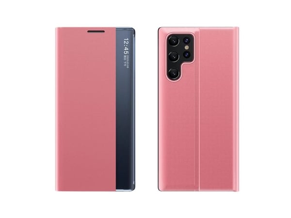 New Sleep Case til Samsung Galaxy S25 Ultra deksel med flip og stativ - rosa
