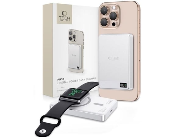 Tech-Protect PB33 LIFEMAG Magsafe powerbank 5000 mAh sølv
