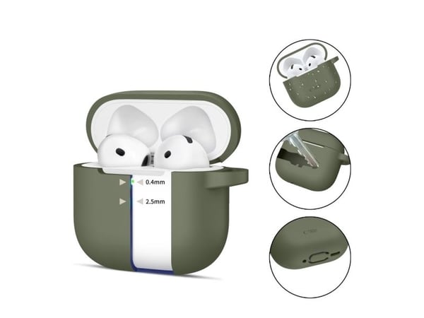 Tech-Protect TECH-PROTECT silikonikoukku Apple AirPods 4:lle oliivinvihreä