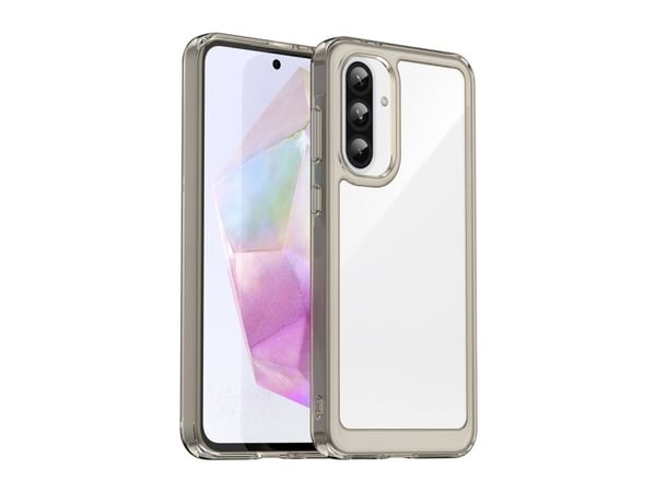 Outer Space-deksel til Samsung Galaxy A56 med fleksibel ramme - semi-transparent, svart