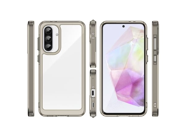 Outer Space-deksel til Samsung Galaxy A56 med fleksibel ramme - semi-transparent, svart