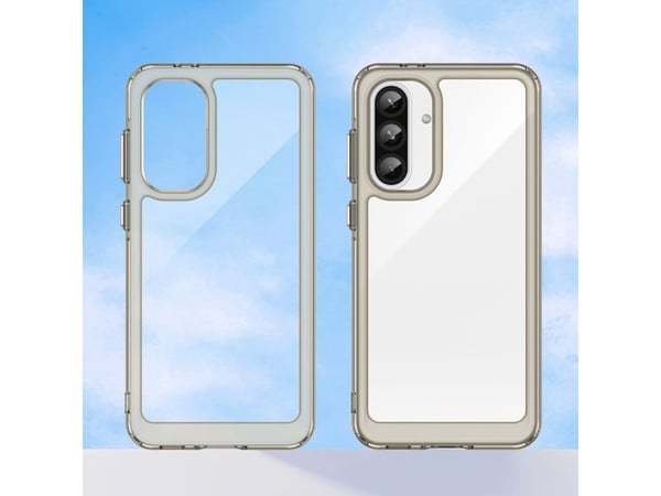 Outer Space-deksel til Samsung Galaxy A56 med fleksibel ramme - semi-transparent, svart