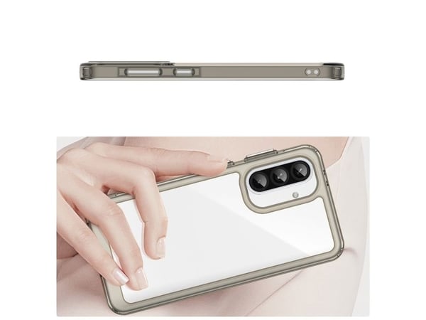 Outer Space-deksel til Samsung Galaxy A56 med fleksibel ramme - semi-transparent, svart