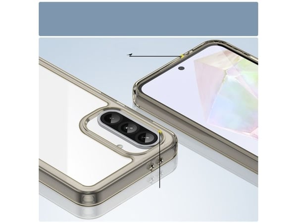 Outer Space-deksel til Samsung Galaxy A56 med fleksibel ramme - semi-transparent, svart