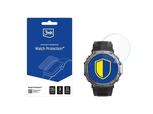 3MK Watch Protection, Watch Screen Protection, Amazfit, T-Rex 3, Glass, 3 stk.