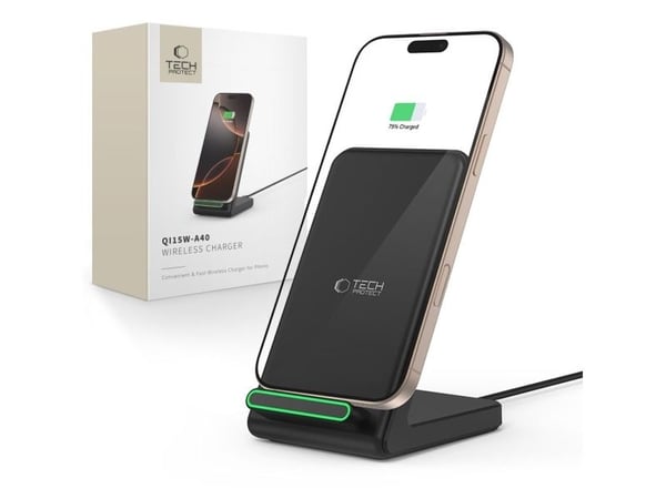 TECH-PROTECT QI15W-A40 trådløs lader svart