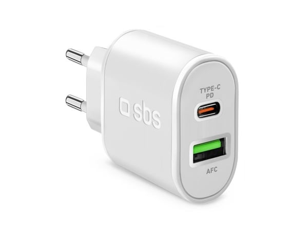 SBS PD Reiselader 20W USB/USB-C weiá