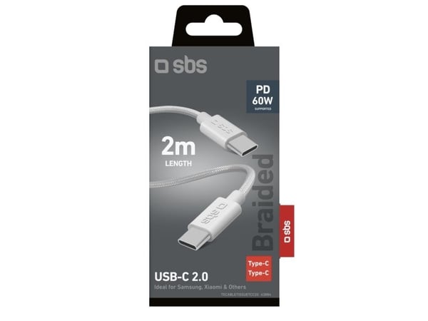 SBS TECABLETISSUE2G, 2 m, USB C, USB C, Grå