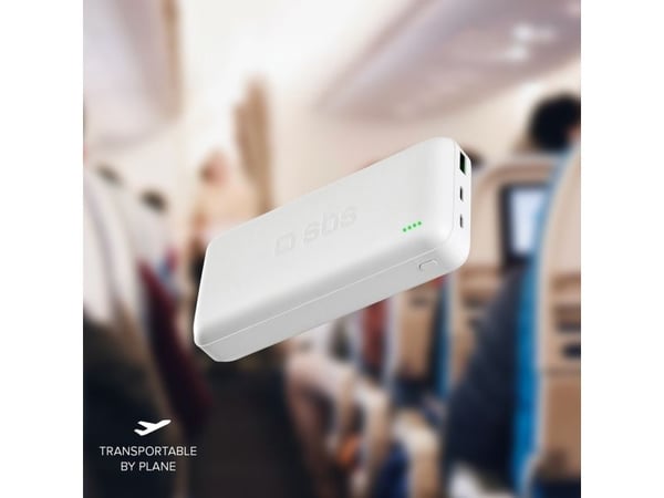 Powerbank SBS TTBB20000PD20W 20000 mAh 20W Power Delivery med MicroUSB, USB-C, USB-A - vit