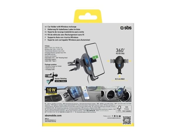 SBS Mobile ventilationsspalt universell hållare induktiv svart