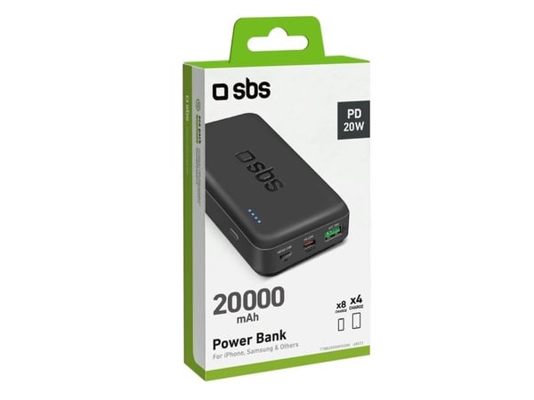 Powerbank SBS TTBB20000PD20K 20000 mAh 20W PD USB-C, USB-A, Micro-USB - svart