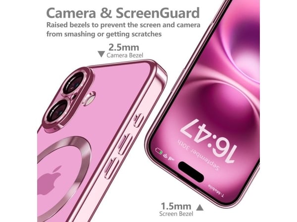 Tech-Protect MagFlex MagSafe-skal till iPhone 16 - transparent / rosa