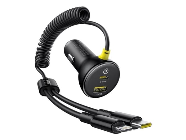 Baseus rund bil-lader (U+C) + C&L-kabel 60W svart